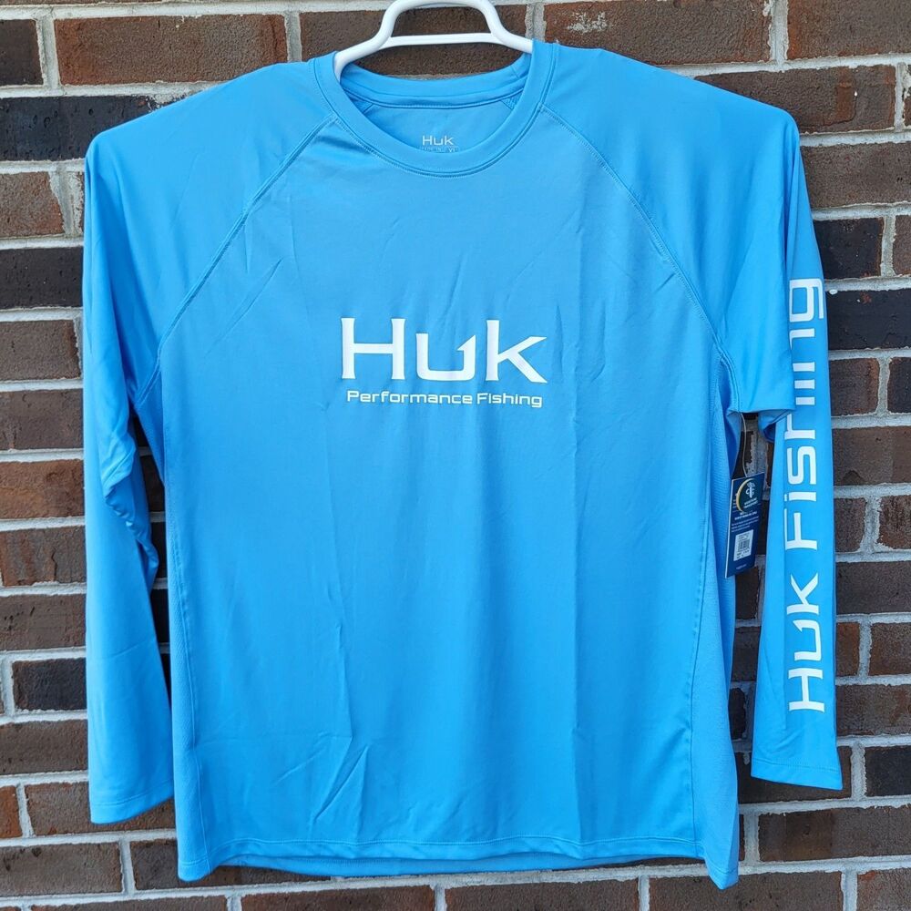 NEW Men's HUK Fishing Vented Pursuit Sky Blue Long Sleeve Shirt Size X Large